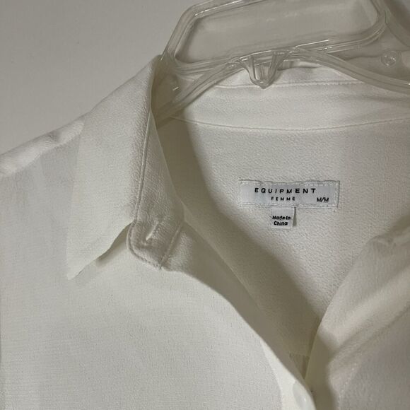 EQUIPMENT IVORY BUTTON DOWN LONG SLEEVE COLLAR BLOUSE SIZE MEDIUM - Picture 2 of 6